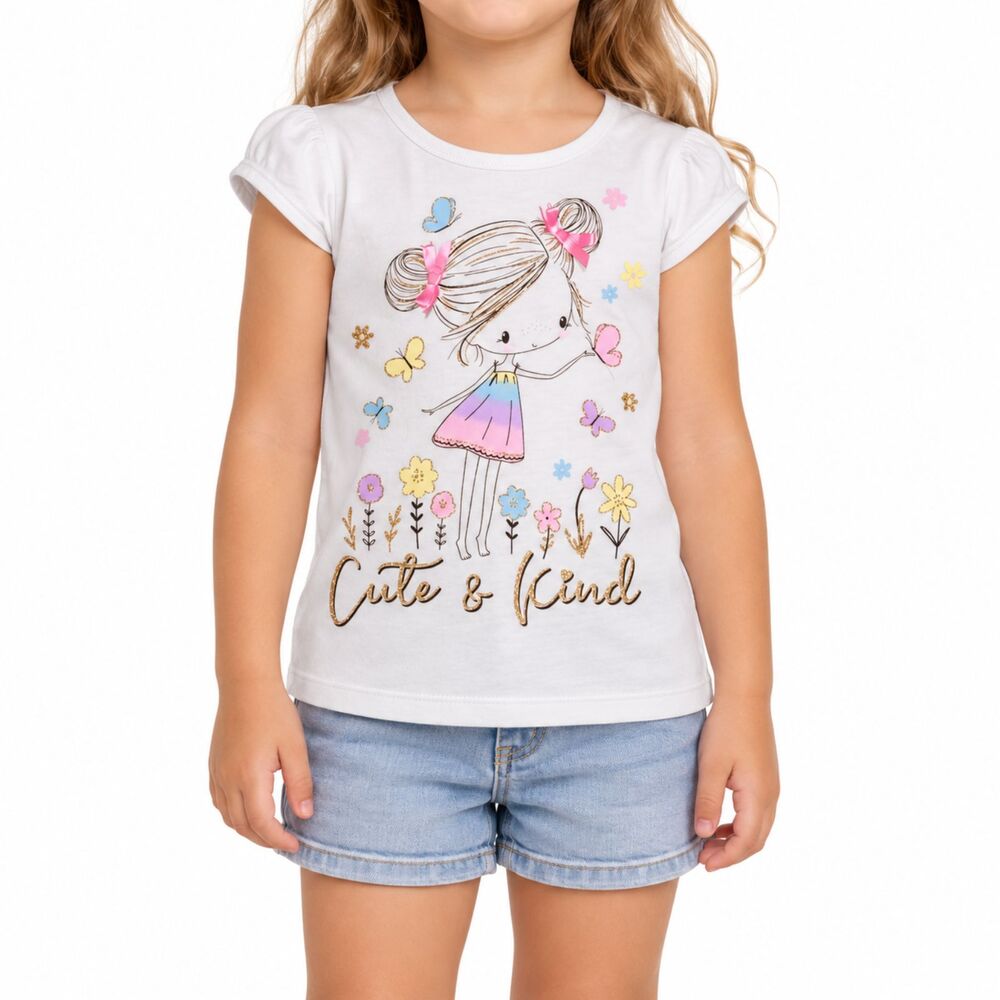 🔥 5 for $30 🔥 Beautees Girls’ “Cute & Kind” Graphic Tee | Size 3T